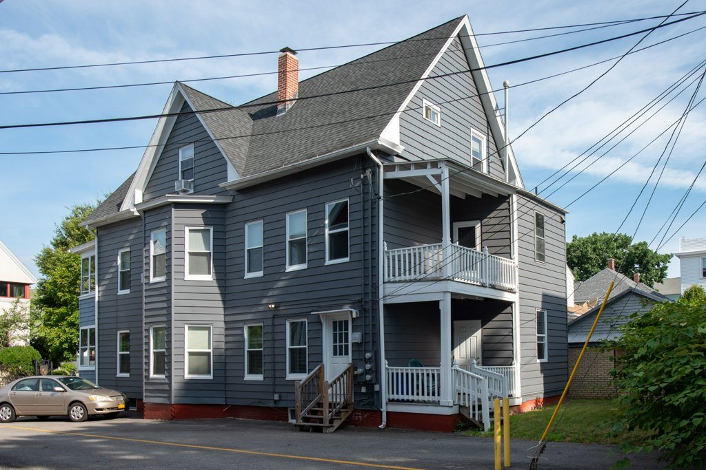 54 Sever St — classic blue three-family in Worcester